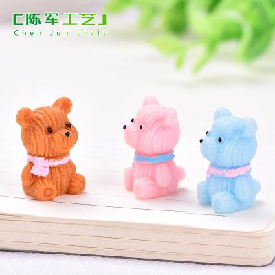 China Figurine Wool Cute Cartoon Bear China Scarf Ornaments Animal Resin Opens Micro Garden Home Gifts Landscape Decoration Desktop Doll for sale