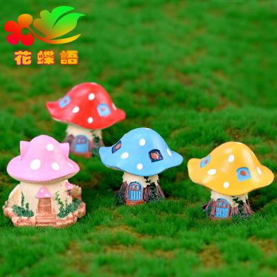 China China Micro Mushroom House Landscape Decoration Resin Crafts Villa Home DIY Fantasy Fairy Tale Garden House Cartoon Figurine Ornaments for sale