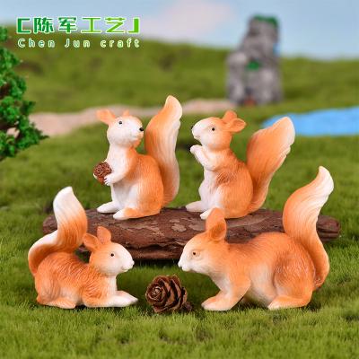 China Cute cartoon micro potted figurine pinecone nuts squirrel garden decoration succulents china landscape resin crafts animal ornaments for sale