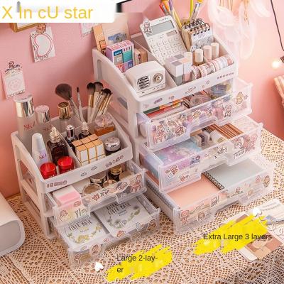 China Viable Wholesale Multifunctional Plastic Cabinet Drawer Cosmetics Box Desktop Plastic Jewelry Storage Box for sale