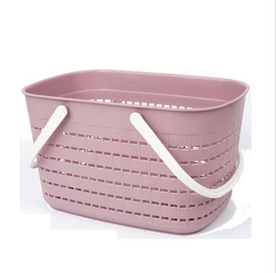 China Hot Sale Sustainable Multi Purpose Flexible Storage Stackable Picnic Organizer Plastic Basket With Handle for sale