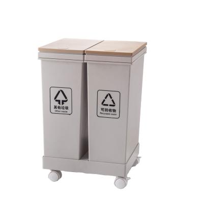 China Viable Recycle Wheeled Customized Plastic Recycle Garbage Bin Bin With Double Lid Classification Bin for sale