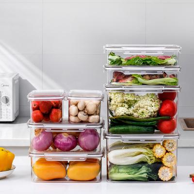 China Rectangular Freshness Preservation Kitchen Freezer Transparent Storage Box Sealed Box Fruit and Vegetable Food Storage Box for sale