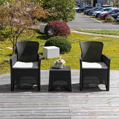 China Modern outdoor garden restaurant furniture rattan wicker chair plastic foldable sofa chair with table for sale