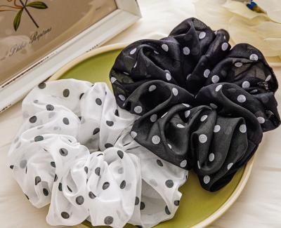 China European and American Style with Dot Chiffon Hair Scrunchies Hair Ties Spotted the Best by Service for sale