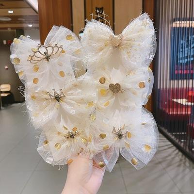 China New Sweet Kids Hair Clip With Bow Surprise Doll Angel Princess Baby Hairpin Girl Glitter Hair Accessories for sale