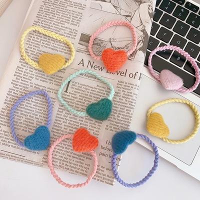 China European and American Design Soft Colorful Heart Ins Style Elastic Hair Band Charm Elastic Hair Ties For Girls for sale