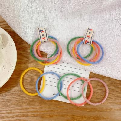 China Korean new style candy European and American hair nylon tie towel stretch top colored bright colored circular head rope head rope for sale