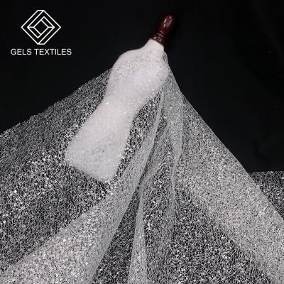 China New Breathable Swiss Lace Fabric White Tulle Hollow Out Wedding Instant Decoration Fabric Lace European Style For Wedding for sale