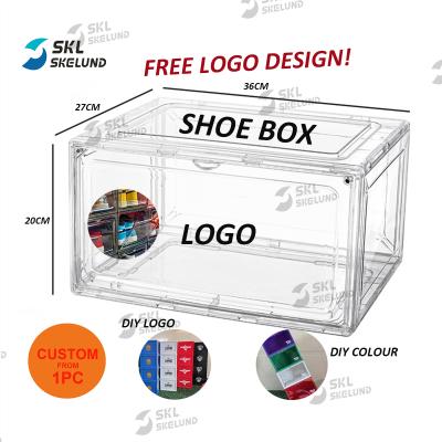 China Viable Customized Shoe Box Logo Acrylic Sneaker Large Display Customized Transparent Plastic Shoe Box Storage Customized Shoe Box for sale