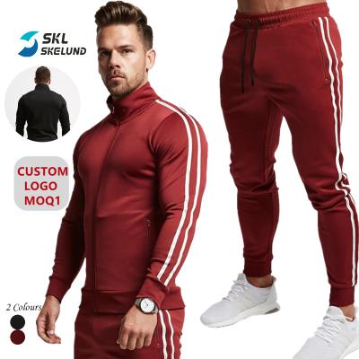 China Wholesale Breathable Customize Tracksuit With Slim Fit Stripe Tracksuit Mens Tracksuits Set Two Piece Cotton Side Empty For Men for sale