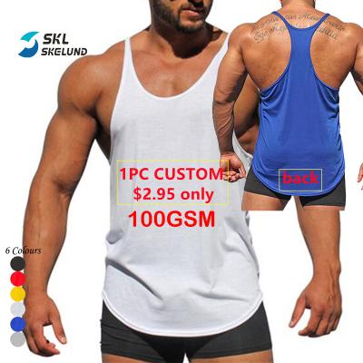 China QUICK DRY OEM Cotton Stringer Gym Fitness Singlet Workout Muscle Bodybuilding Custom Men's Y Back Tank Top Low Price Printing Tank Tops for sale