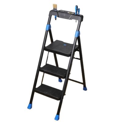 China Household Telescopic Wide Ladder 225lbs Capacity Iron 225lbs Capacity Folding Step Ladders 3 Step Pedal Safety Ladder Sturdy Step Stool for sale