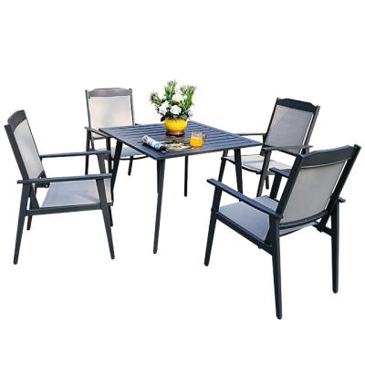 China 2022 New Design Outdoor Restaurant Modern Side Furniture Dining Coffee Table And Chair Set With Umbrella for sale