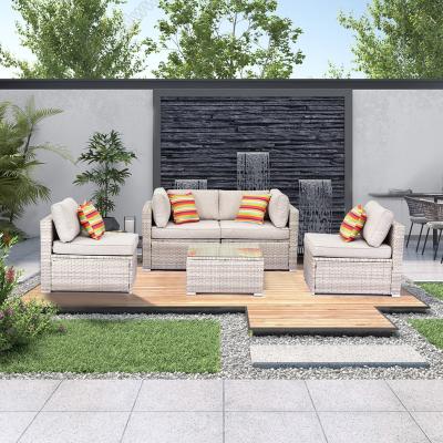 China 2022 Modern Cheap 4 Pieces Wicker Rattan Furniture Set Outdoor Patio Sofa Set Garden Rattan Sofa Outdoor Rattan Furniture for sale