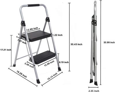 China Folding Ladders Iron Metal Side Steel Folding Doubles Fiberglass Children's Kitchen Bath 2 Step Stool Ladder for sale