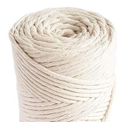 China White Soft Natural Fiber 3mm Cotton Macrame Single Twisted Rope In DIY Use for sale