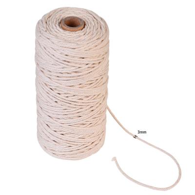 China Natural Fiber Hongda Wholesaler 3MM Cotton Macrame Soft Single Twisted Rope In 100 Meters Tube Packing for sale