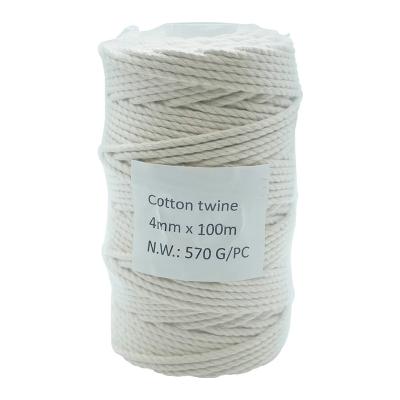 China Cotton Factory Wholesale Natural Color 3ply Cotton Rope 4mm for sale