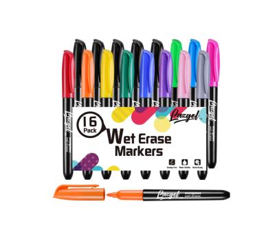 China Home Defense School Use On Laminated Calendars Wet Erase Markers 10 Colors 1mm Free Tip Fine Spot Markers for sale