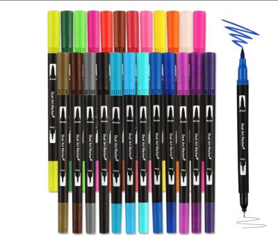 China Defense 24 Colors Tip Brush Double Pens Fine And Brush Tip Colored Pens for sale