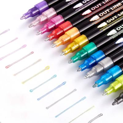 China Plastic PP Pen PVC Two Line Box Set Bright Lines Hand Drawn Doodle Set Marker for sale