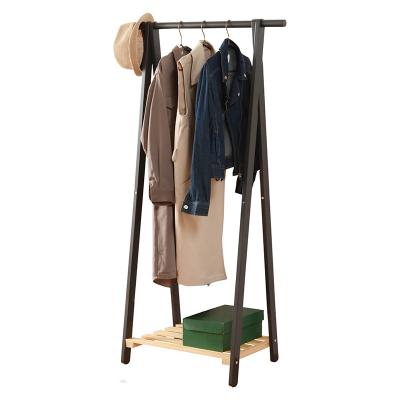 China Modern simple indoor solid wood floor-to-ceiling single hanger storage household (others) bedroom adjustable clothes rack for sale