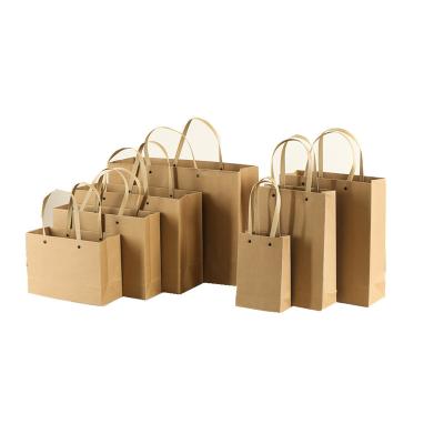 China Recyclable Brown Kraft Paper Bag For Custom And Logo In Stock , Wine Paper Bags With Handles for sale