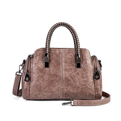 China High Quality Boston Ladies Bag Woven PU Leather Vintage Women Handbag Fashionable Bag for sale