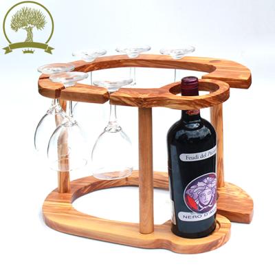 China Sustainable Olivewood Made Red Wine Glass Holder Good Quality Hand Made for sale