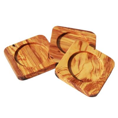 China 1pc Olive Wood Cup Mat Tea Disposable Natural Coffee Cup Drinks Holder Table Mat Small Wooden Coasters For Drinks Wine Glass Coaster for sale