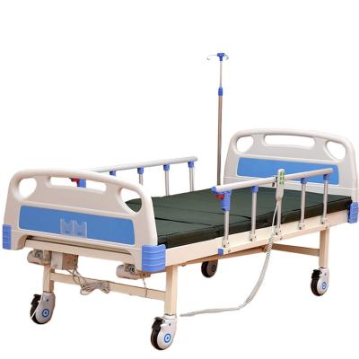 China Crank Hospital Bed ABS Head Panel Manual Two Hospital Bed For Clinic And Hospital for sale