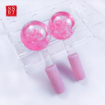 China SSBT 2pcs Blood Vessels Removal SSBT Ice Roller Globes Facial Roller Ball Skin Blossom Ice Cold Globes for sale