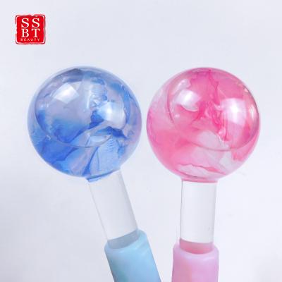 China Cooling Blood Vessel Removal SSBT Facial Ice Flower Globes Roller for Blue Face Beauty Skin Care Ice Globes for sale