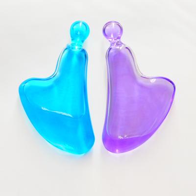 China Beauty Colorful Crystal Glass Gua Sha Board Antifreeze Liquid Wrinkle Remover SSMY GS451 Massager Board for sale