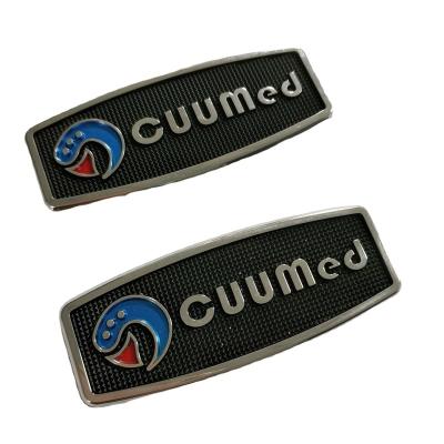 China 3D Embossed Logo Nickel Metal Label Sticker Waterproof Custom Electrofroming Metal Name Badge for sale