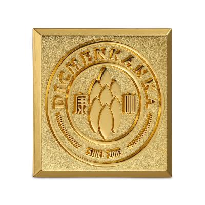 China Custom Gold Embossed And Engraved Europe Metal Logo Badge Badge, Die Casting Gold Metal Badge for sale