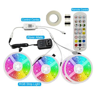 China Hotel Wholesale Amazon Alexa Google Home Smart Led Kit Music Sync Voice Remote Control App Wifi Flexible 5m 10m 12v 5050 Rgb Led Strip for sale