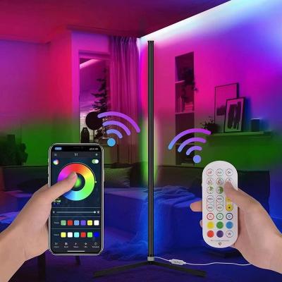 China RGB Changing Color Remote Control wholesale Corner Floor lamp Changing Smart Dimmable Remote Control Color Changing Tall Standing RGB LED Floor Light For Bedroom for sale