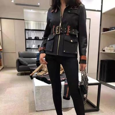 China CX-L-09A New Arrival Breathable New Arrival Lady Fashion Genuine Real Real Leather Jacket Women Leather Coat With Belt for sale