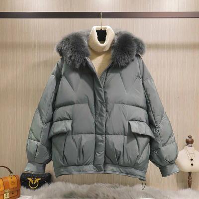 China CX-G-D-27A Real Fox Fur Collar Duck Down Jacket Women Down Coat 100% Waterproof With Fur for sale