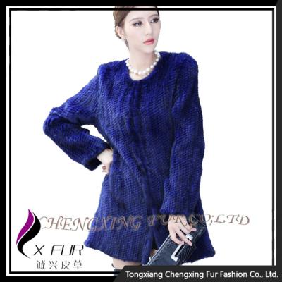 China Blue CX-G-A-198 Breathable Knit Fashionable Genuine Mink Fur Coat for sale