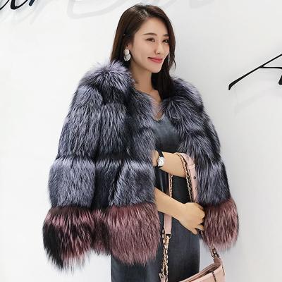 China Garment Factory Price Fuzzy Real Fox Fur Coat Winter Warm Fur Outerwear CX-G-A-42A for sale