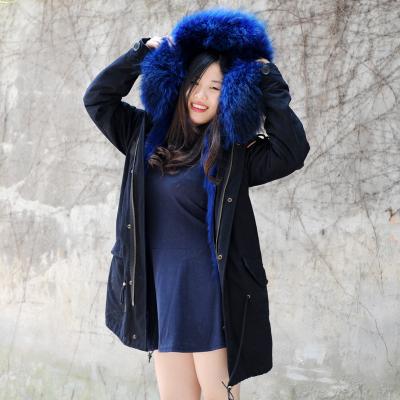 China CX-G-P-12C Women Clothing Coat Breathable Raccoon Fur Collar Fox Fur Coat Fur Parka for sale