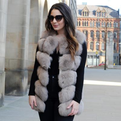 China CX-G-B-243M Winter Luxury Real Fox Fur Breathable Real Fur Vest Women's Popular Fur Vest for sale