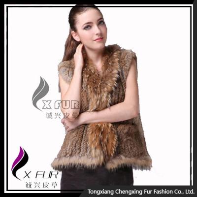 China CX-G-B-149C 2021 Breathable Women Fashion Rabbit And Fur Raccoon New Products Rabbit Fur Vest Waistcoat for sale