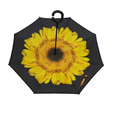 China Manual Open Close Double Layer Inverted Umbrella , Inverted Rain Umbrella for sale