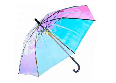 China Metal Haft Clear Plastic Rain Umbrellas , Transparent Rain Umbrella Plastic Handle for sale