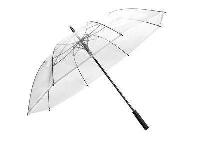 China Strong Fiberglass Frame Clear Plastic Rain Umbrellas Clear Friendly Poc Plastic Fabric for sale