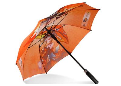 China Plastic Handle Automatic Golf Umbrella Black Metal Ribs Auto Open Manual Close for sale